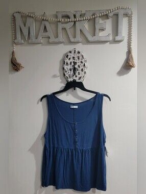 Sonoma Blue Sleeveless Button-Front Tank